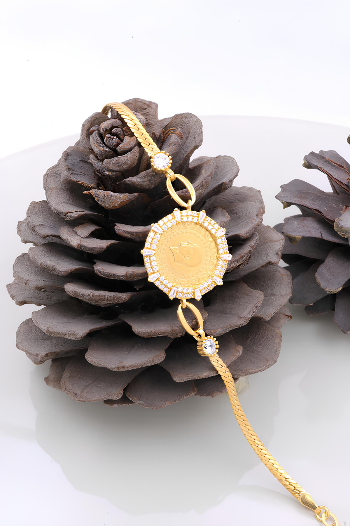 22 Ayar Çeyrek Altınlı 925 Ayar Gümüş Bileklik 22 Ayar Çeyrek Altınlı 925 Ayar Gümüş Bileklik