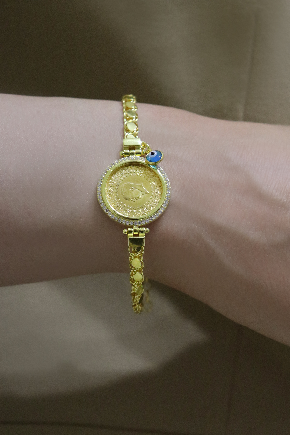 22 Ayar Çeyrek Altınlı 925 Ayar Gümüş Bileklik 22 Ayar Çeyrek Altınlı 925 Ayar Gümüş Bileklik