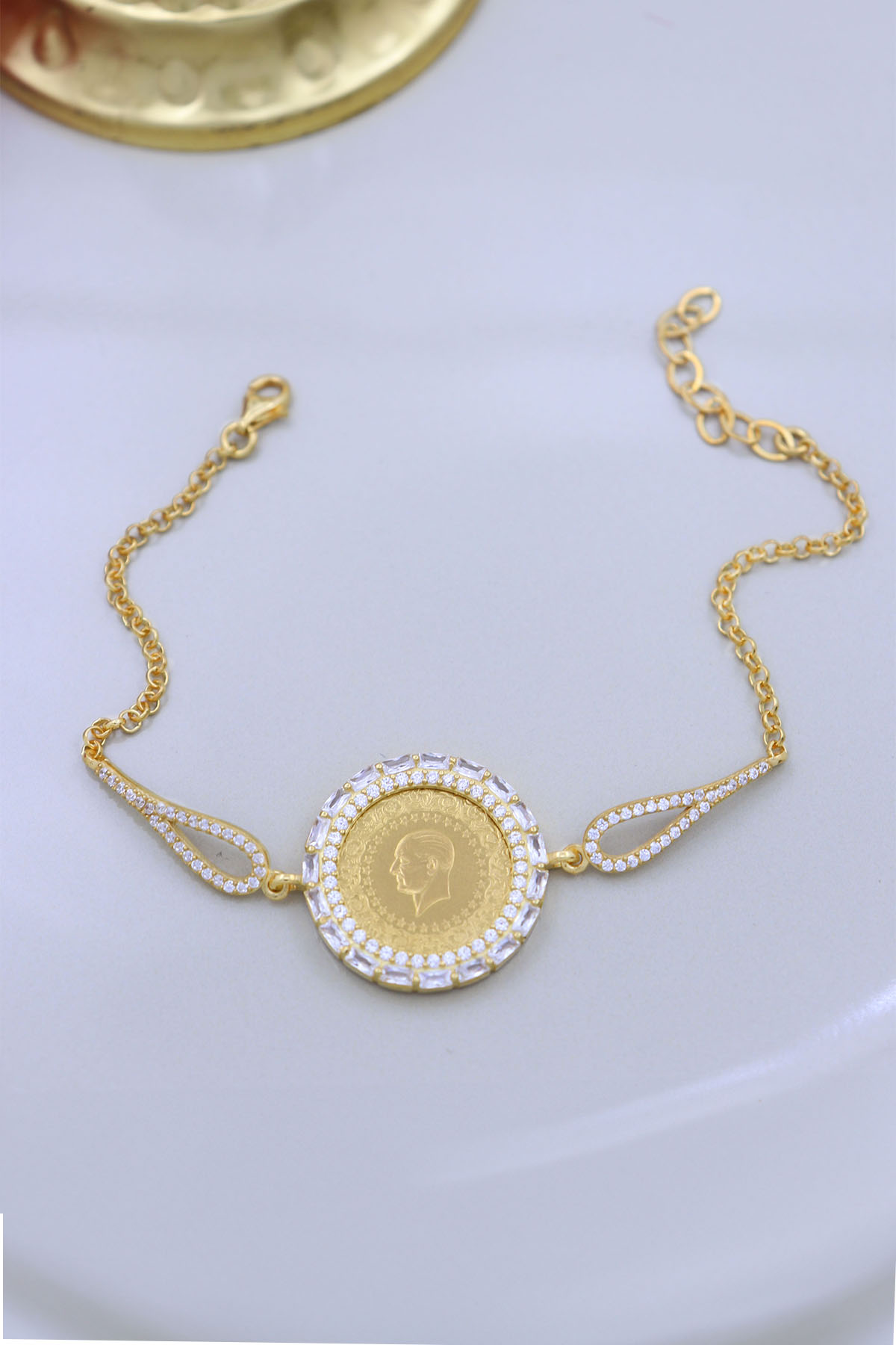 22 Ayar Çeyrek Altınlı 925 Ayar Gümüş Bileklik 22 Ayar Çeyrek Altınlı 925 Ayar Gümüş Bileklik