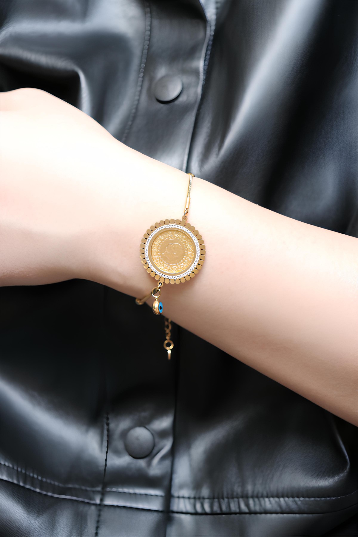 22 Ayar Çeyrek Altınlı Çelik Bileklik 22 Ayar Çeyrek Altınlı Çelik Bileklik