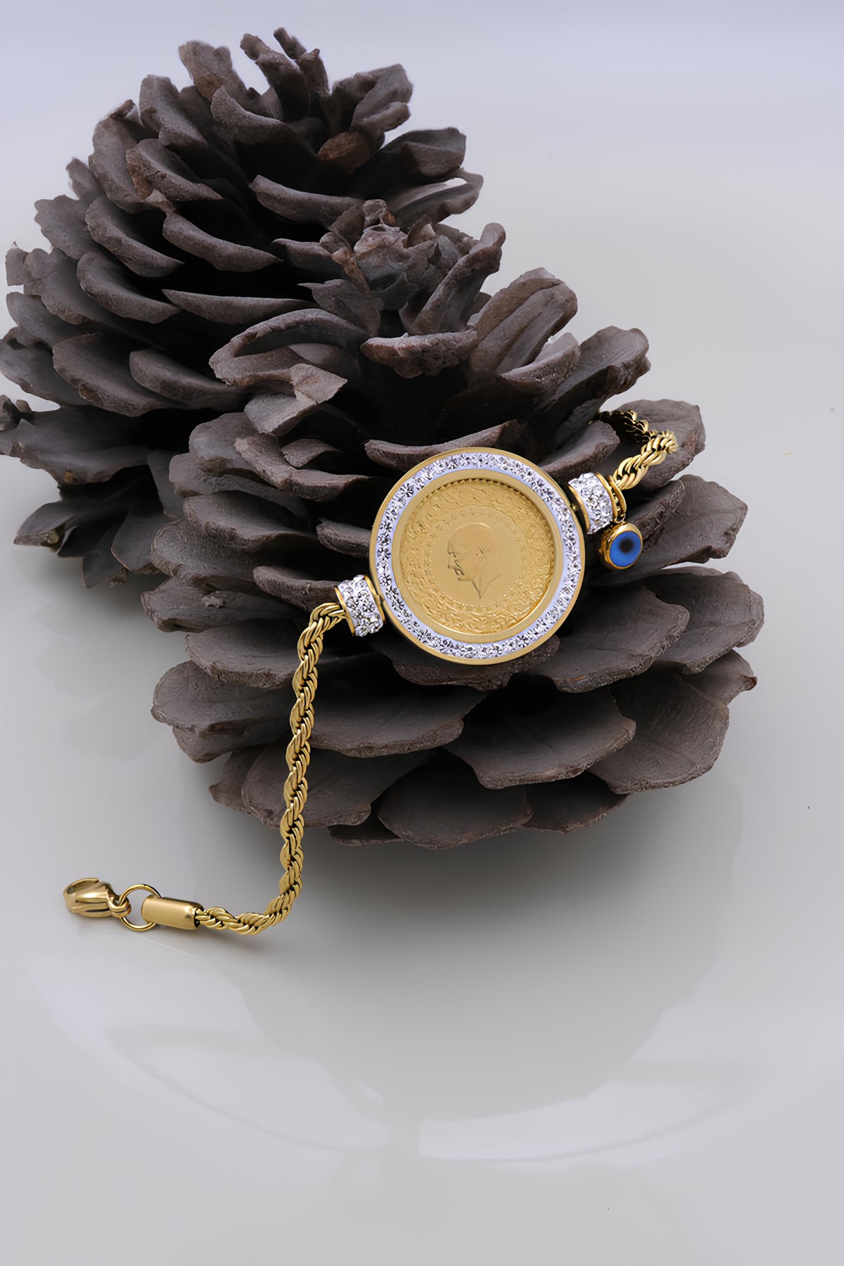 22 Ayar Çeyrek Altınlı Çelik Bileklik 22 Ayar Çeyrek Altınlı Çelik Bileklik