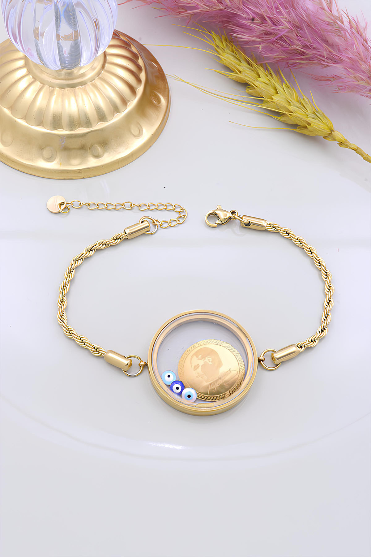 22 Ayar Gram Altınlı Çelik Bileklik 22 Ayar Gram Altınlı Çelik Bileklik