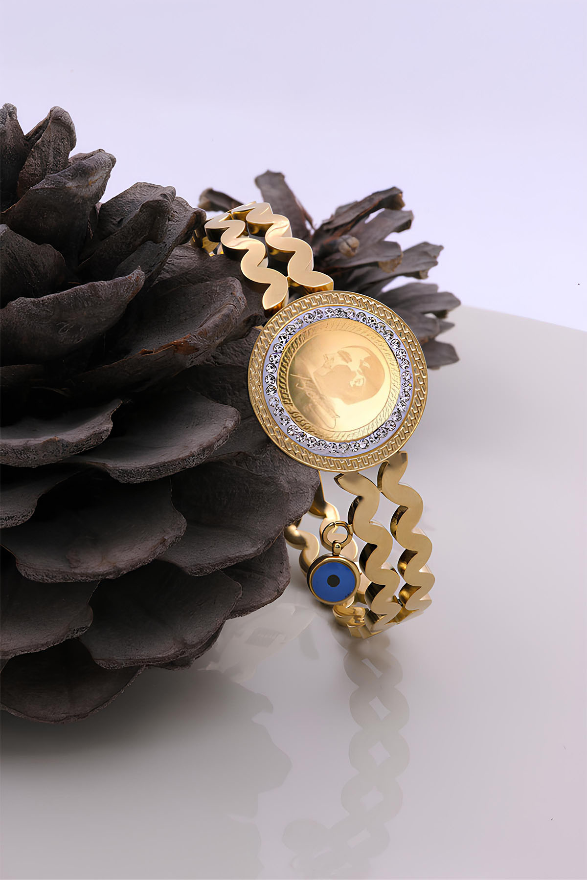 22 Ayar Gram Altınlı Çelik Bileklik 22 Ayar Gram Altınlı Çelik Bileklik