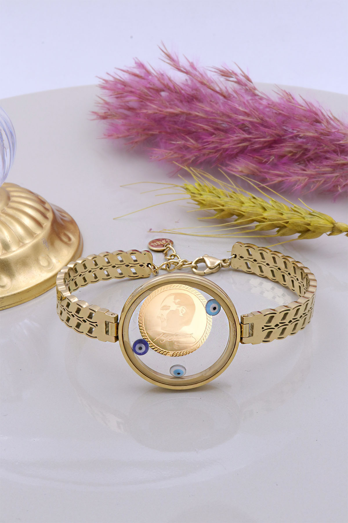 22 Ayar Gram Altınlı Çelik Bileklik 22 Ayar Gram Altınlı Çelik Bileklik