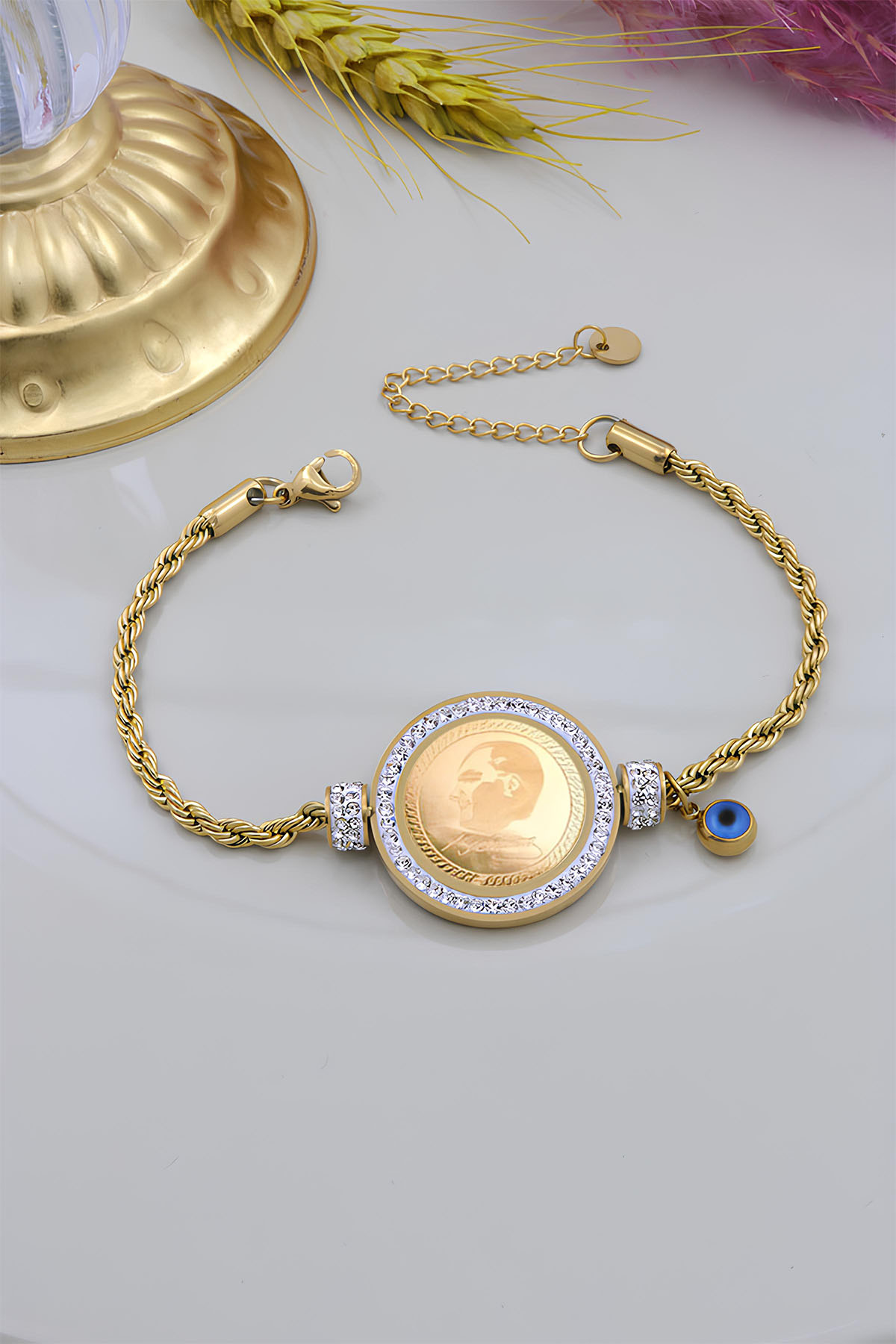 22 Ayar Gram Altınlı Çelik Bileklik 22 Ayar Gram Altınlı Çelik Bileklik