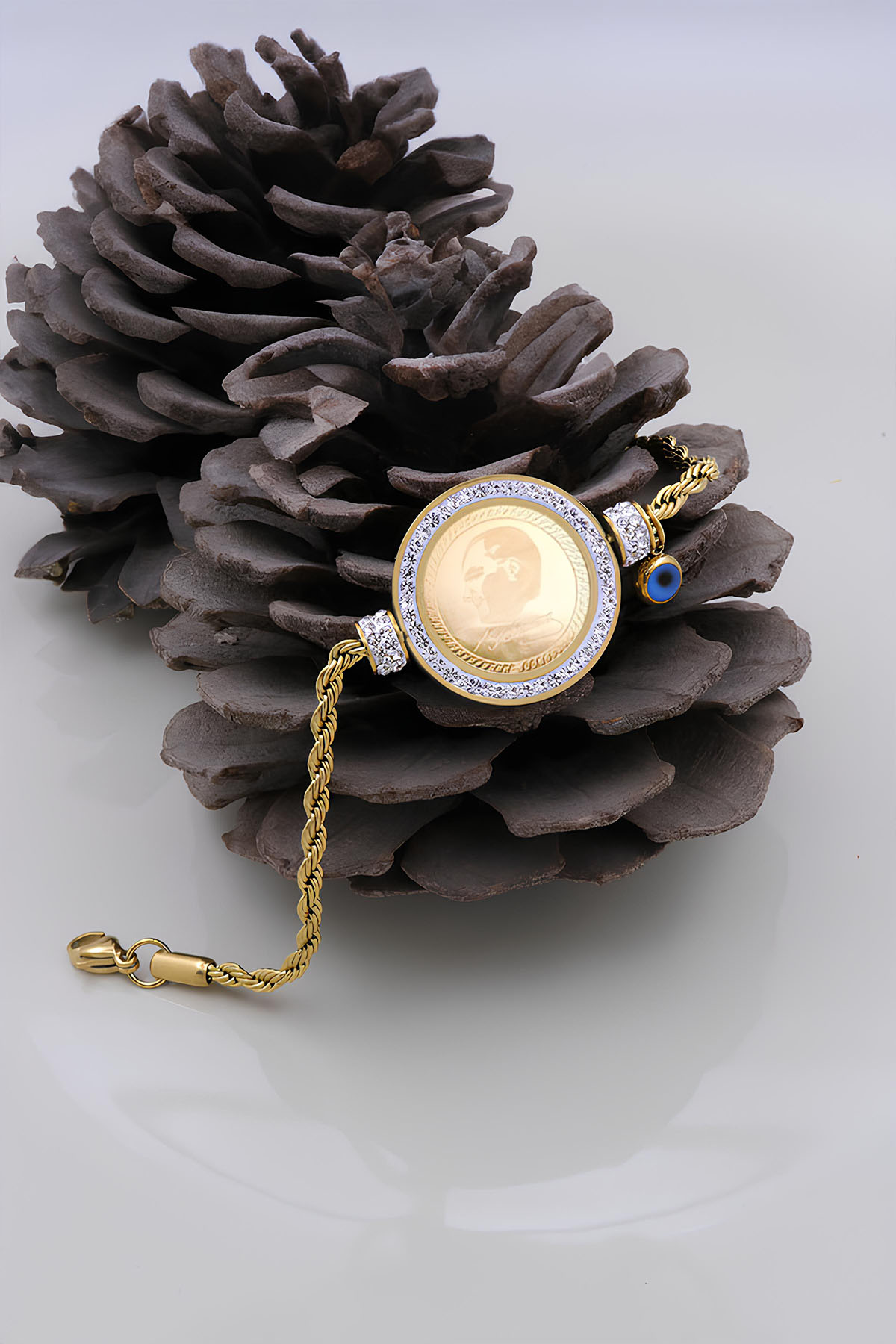 22 Ayar Gram Altınlı Çelik Bileklik 22 Ayar Gram Altınlı Çelik Bileklik