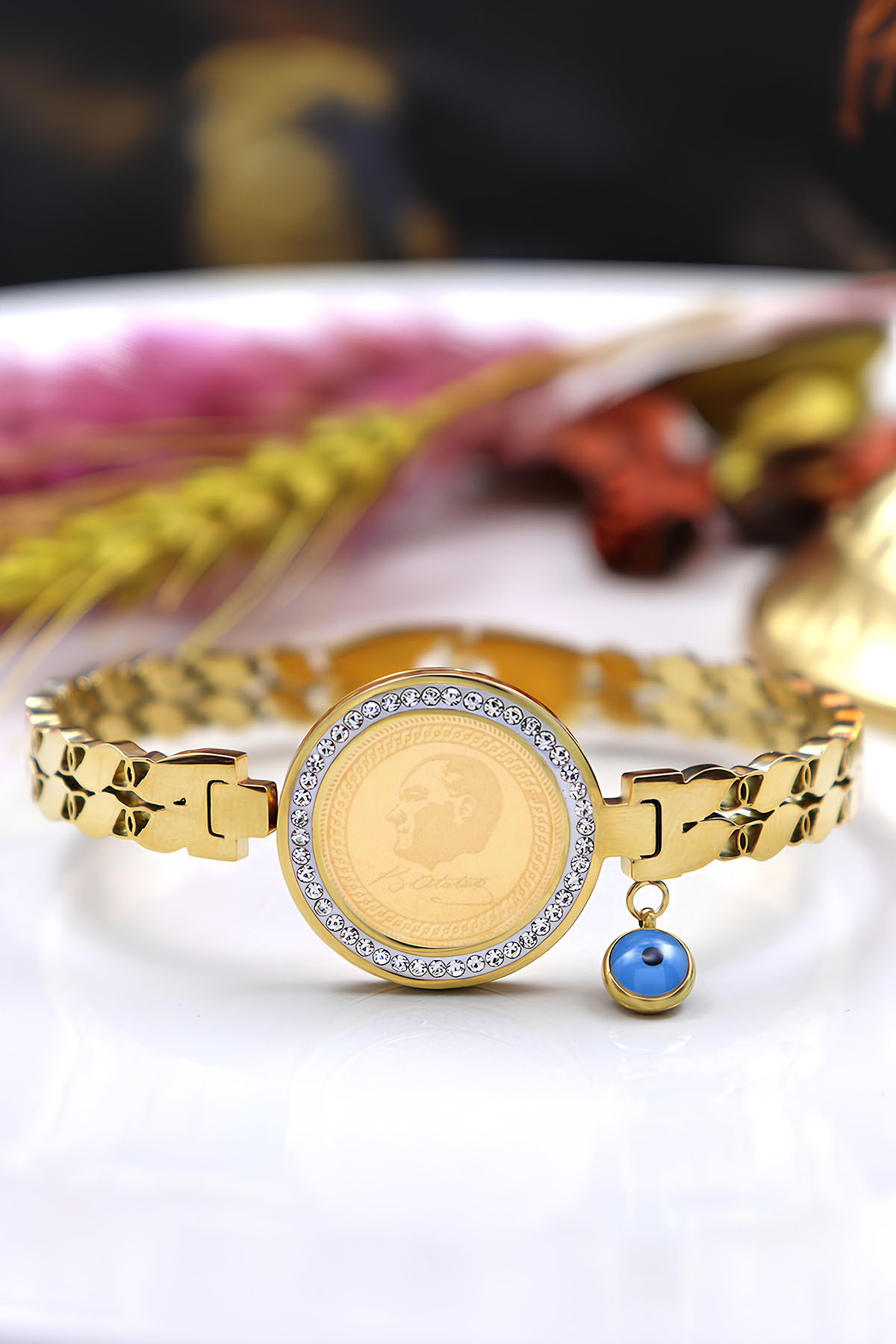 22 Ayar Yarım (0,5) Gram Altınlı Çelik Bileklik 22 Ayar Yarım (0,5) Gram Altınlı Çelik Bileklik