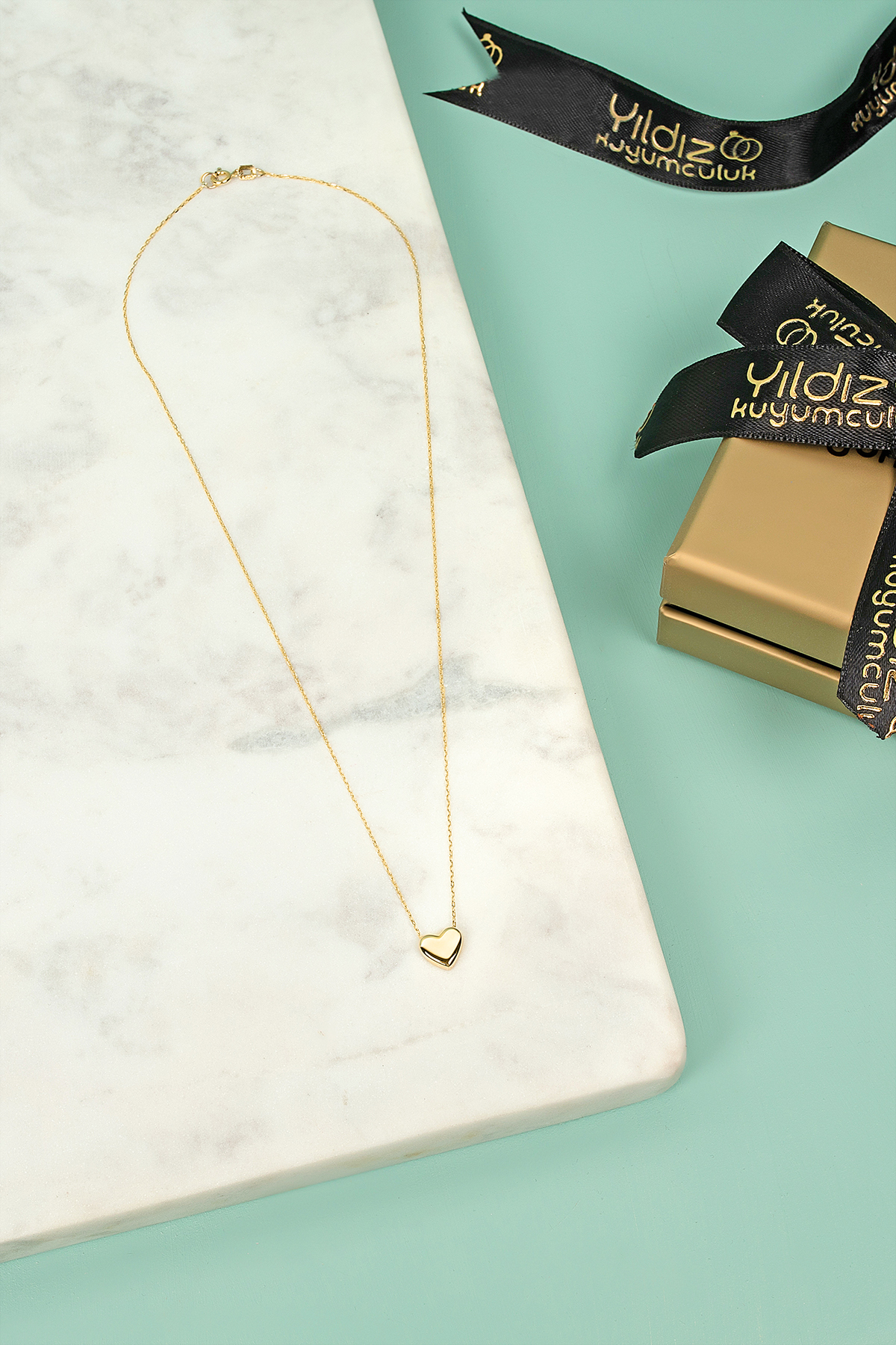 14 Ayar Altın Kalpli Kolye - Kadın - Özel Günler İçin Eşsiz Hediye