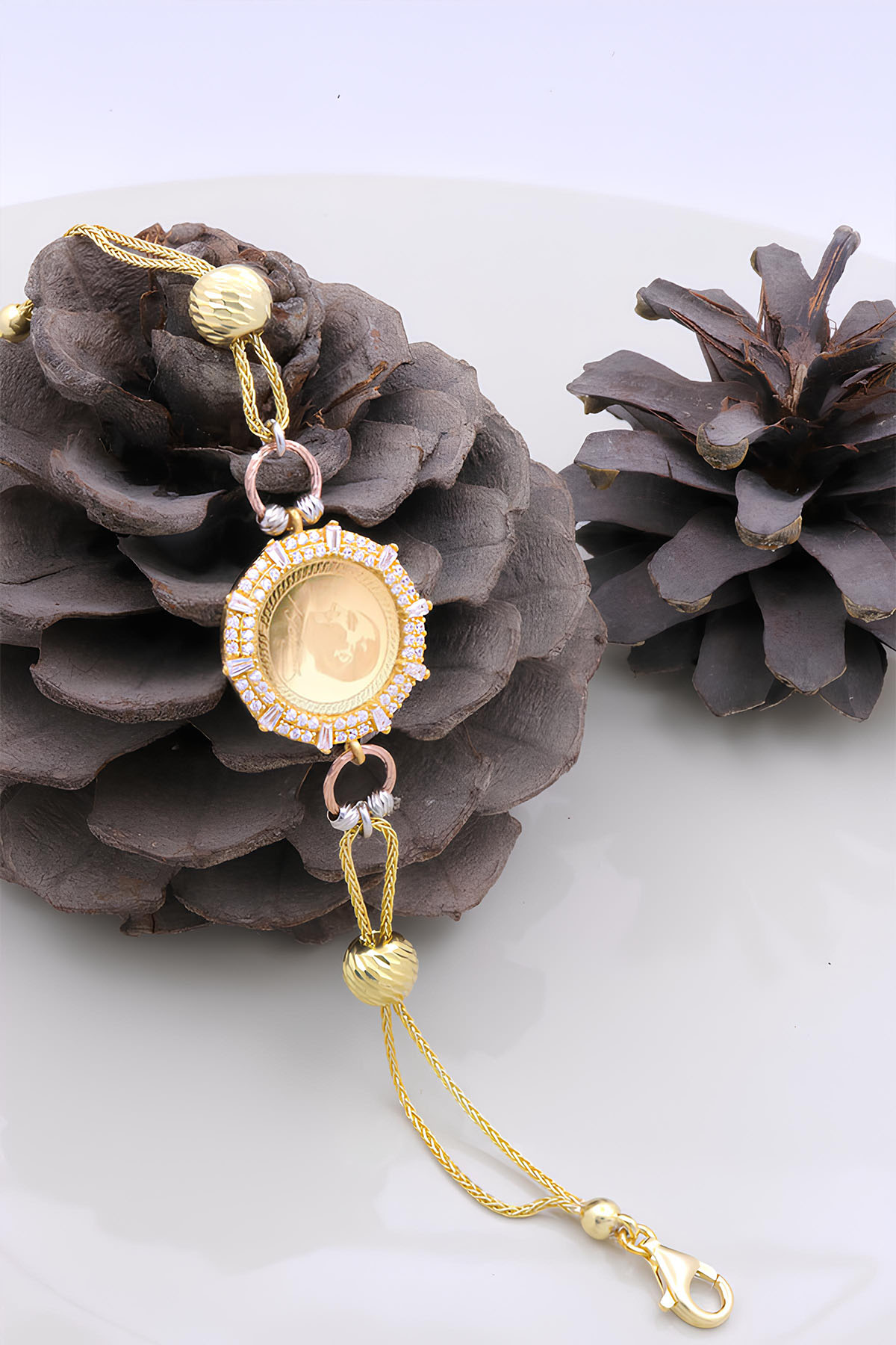 22 Ayar Gram Altınlı 925 Ayar Gümüş  Bileklik 22 Ayar Gram Altınlı 925 Ayar Gümüş  Bileklik