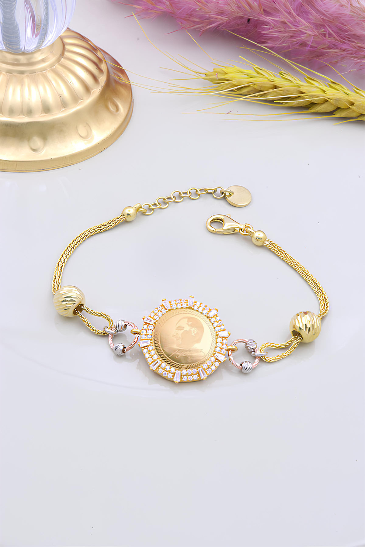 22 Ayar Gram Altınlı 925 Ayar Gümüş  Bileklik 22 Ayar Gram Altınlı 925 Ayar Gümüş  Bileklik