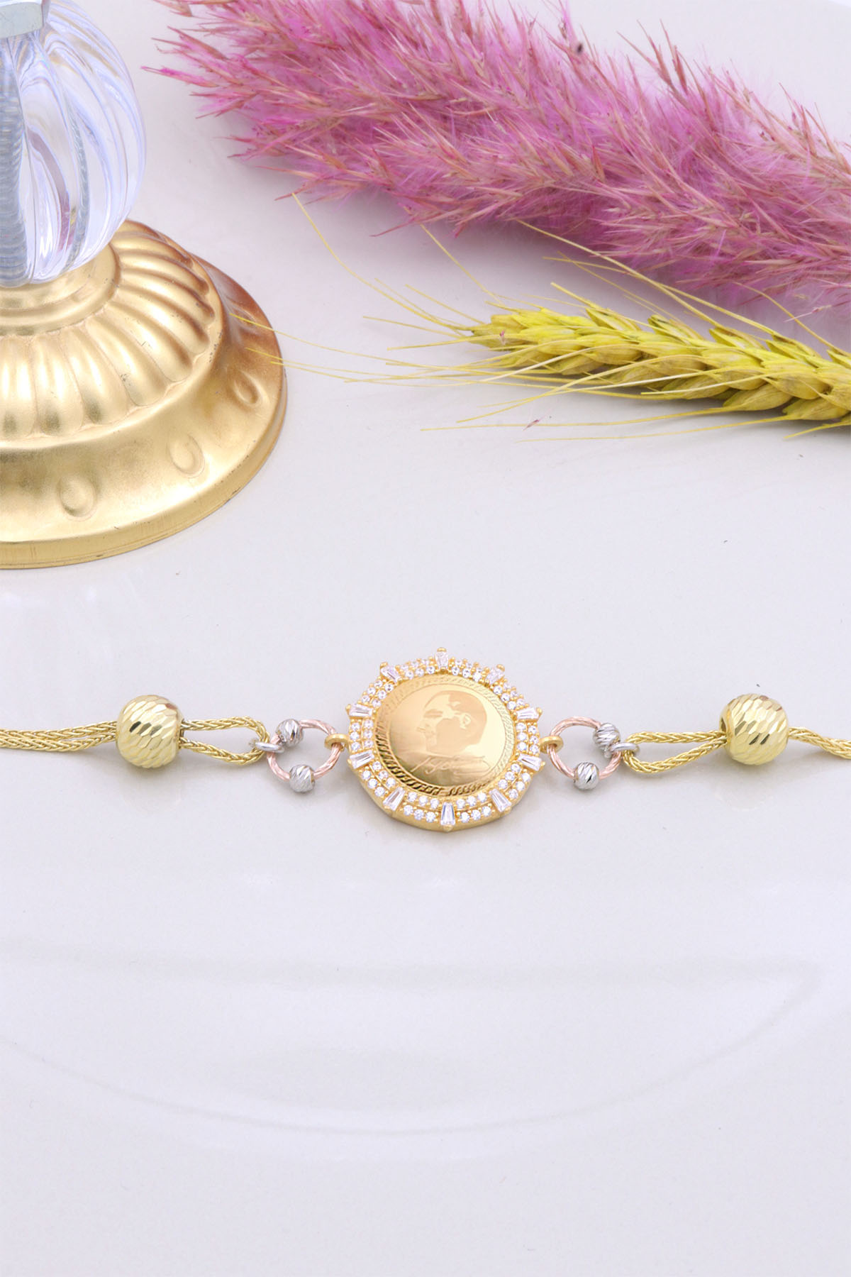 22 Ayar Gram Altınlı 925 Ayar Gümüş  Bileklik 22 Ayar Gram Altınlı 925 Ayar Gümüş  Bileklik